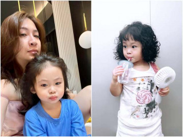 Pha Lê cho con gái 2 tuổi uốn tóc xoăn tít, bé được nhận xét giống bà thím Hàn Quốc