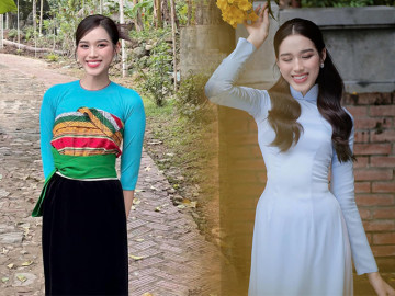 Đỗ Thị Hà mặc trang phục truyền thống của người Thái, đẹp trong veo khi làm cô gái dân tộc