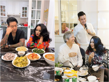 Vào bếp cùng Sao - Cảnh Tuấn Hưng và Thanh Lam ngồi tiu nghỉu bên mâm cơm làm chồng bác sĩ của Diva hứa bù đắp