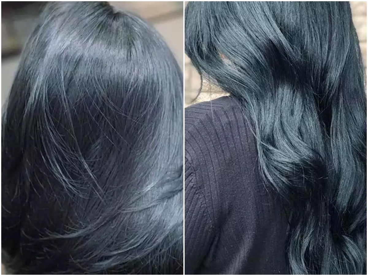 Thuốc nhuộm tóc màu XANH DƯƠNG ĐEN tặng kèm lược oxi gang tay  Lazadavn