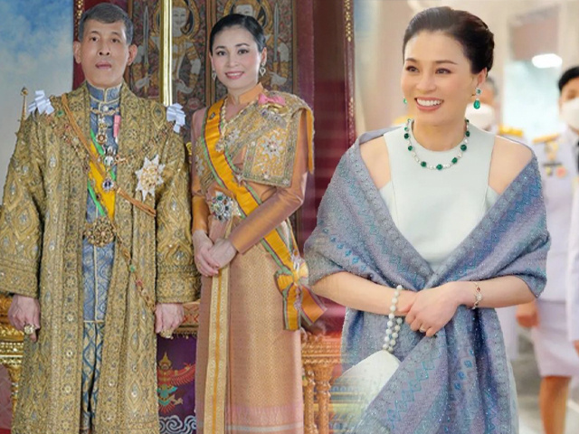 Thường mặc kín bưng, Hoàng hậu Thái Lan nay diện đồ khoe xương quai xanh, lấn át vợ bé của chồng