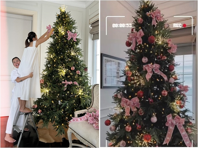 Sao Việt 24h: Tăng Thanh Hà trèo thang trang trí Noel sớm tại biệt thự, cây thông cao gấp 3 lần ái nữ gây chú ý
