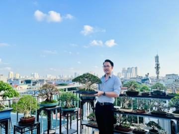 “Choáng” với vườn cây tiền tỷ trên sân thượng của chàng trai Hà Nội