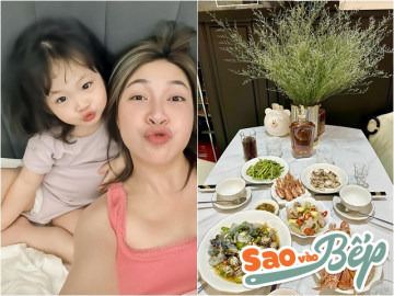 Pha Lê khoe tài nấu món ngon, bàn ăn như bữa tiệc đại gia