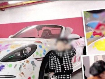 Bà mẹ gây tranh cãi khi để con gái 2 tuổi vẽ khắp siêu xe thể thao Porsche
