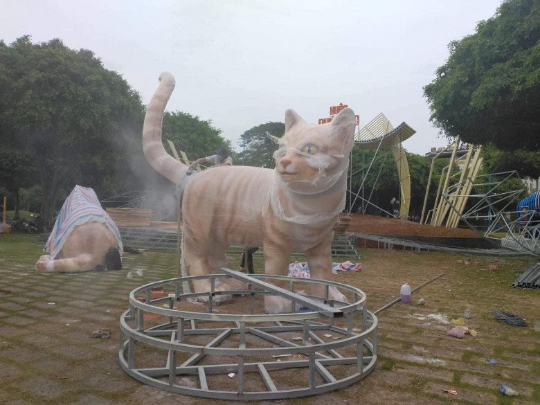Xuất hiện hình ảnh linh vật con mèo chào Tết Quý Mão 2023 ở Vũng Tàu CĐM  lại thấy nhang nhác giống hổ