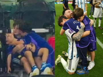 Messi cùng Argentina vô địch World Cup, dân mạng phì cười vì cậu con trai anti-bố xỉu ngang trên khán đài