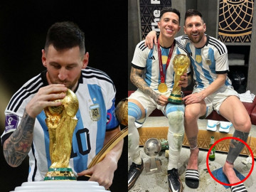 Sợi dây đỏ bí ẩn ở chân giúp Messi lên ngôi vô địch và cái ôm xúc động dành cho mẹ