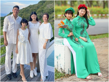 Con gái Bình Minh 13 tuổi cao 1m73, da trắng như bông bưởi, em gái làn da khác hẳn